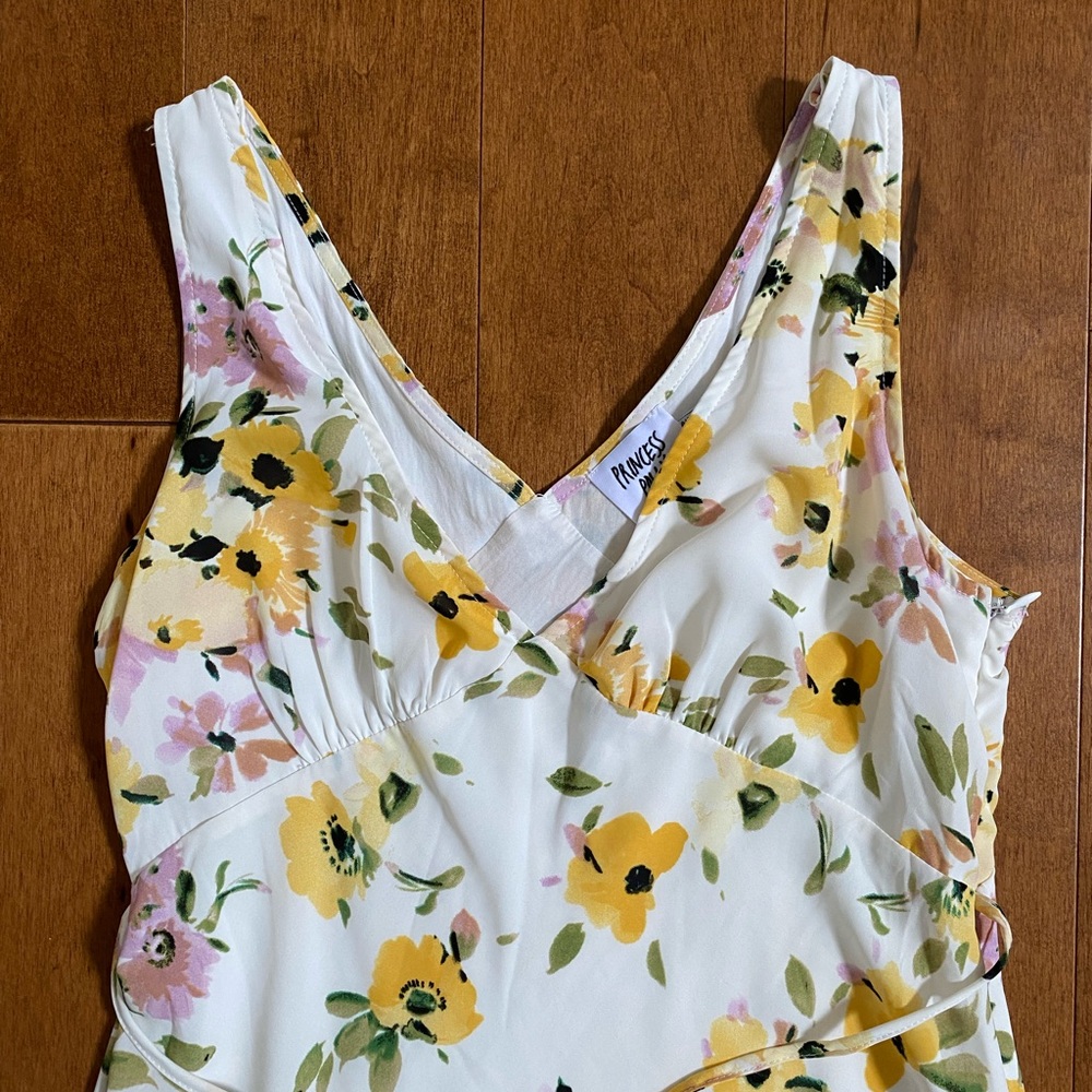 Princess Polly Nellie Mini Dress White Floral with Yellow & Pink Flowers - Picture 9 of 14